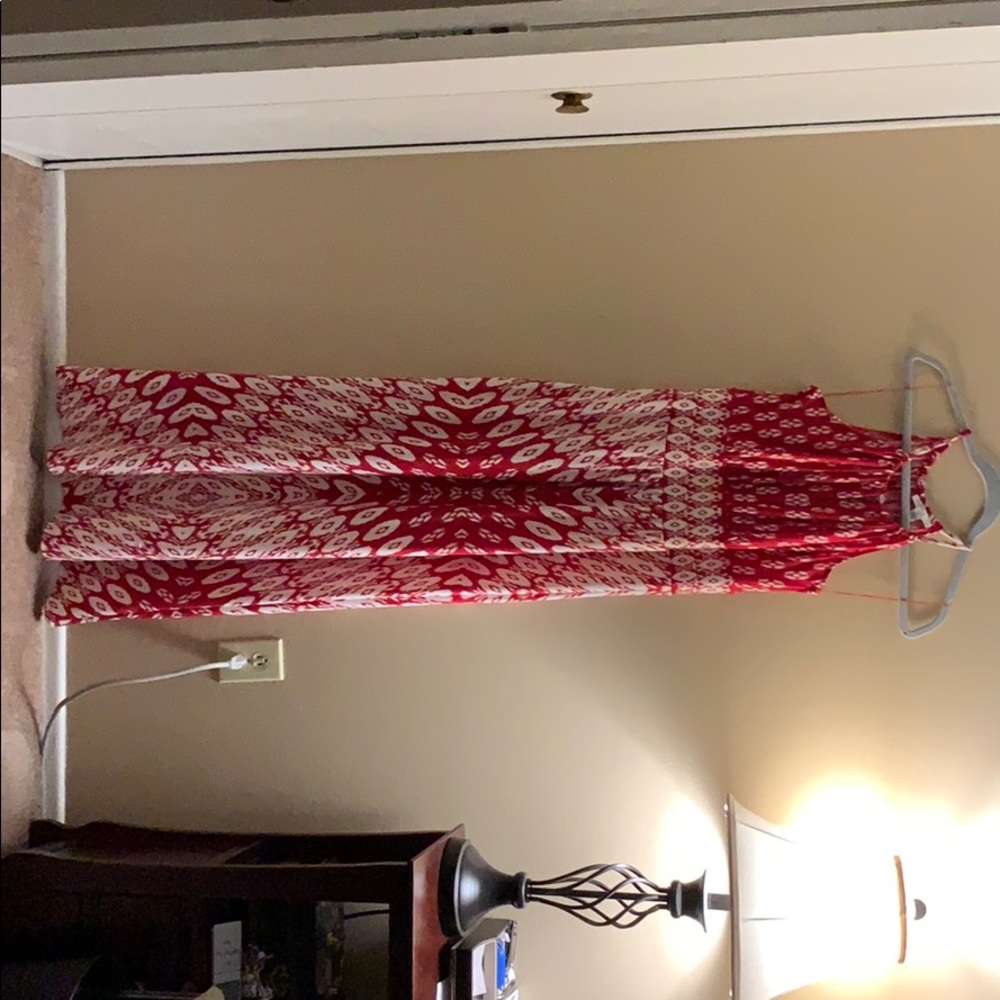 Long red and white dress